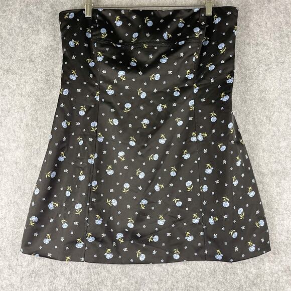 Revolve WeWoreWhat Strapless Peplum Ditsy Floral Mini Dress Women 16 Matte Satin - Picture 2 of 16